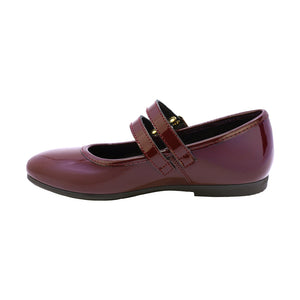 Mary jane de charol para niña color vino con doble hebilla 43504