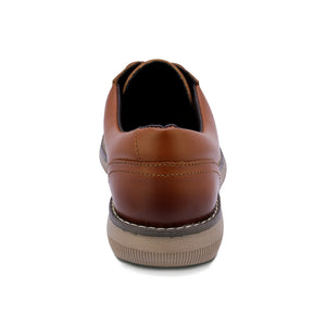 Zapato de piel para niño color miel con agujeta y detalles de color en la punta 435500