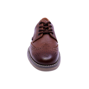 Zapato de piel para niño color miel con agujeta estilo brogue 435502