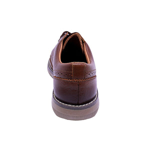 Zapato de piel para niño color miel con agujeta estilo brogue 435502