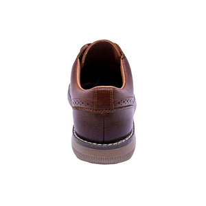 Zapato de piel para niño color miel con agujeta y detalle en la puntera 435503