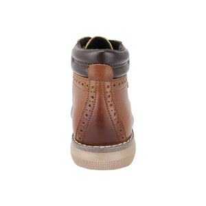 Botas de piel para niño color café claro con calcado y agujeta 435505