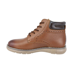 Botas de piel para niño color café claro con calcado y agujeta 435505