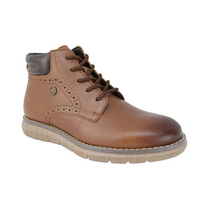 Botas de piel para niño color café claro con calcado y agujeta 435505