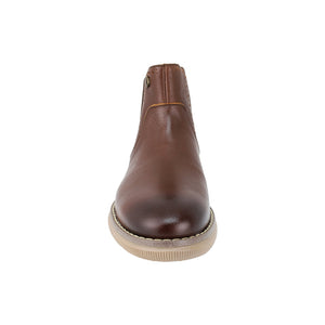 Botas de piel para niño color café con calcado y elástico lateral 435506