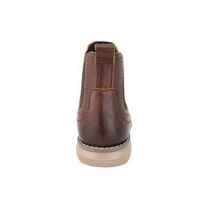 Botas de piel para niño color café con calcado y elástico lateral 435506