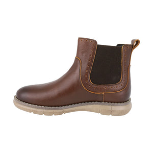 Botas de piel para niño color café con calcado y elástico lateral 435506