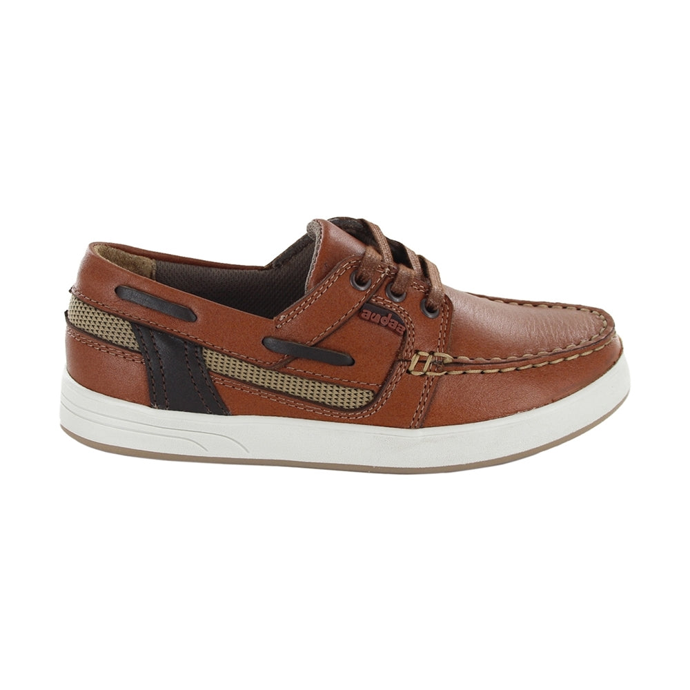 Zapato náutico de piel para niño color miel con agujeta 442802