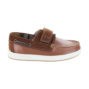 Zapato náutico de piel para niño color miel con tira de contacto 442803