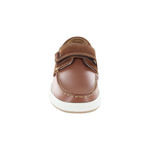 Zapato náutico de piel para niño color miel con tira de contacto 442803