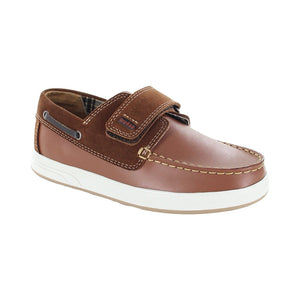 Zapato náutico de piel para niño color miel con tira de contacto 442803
