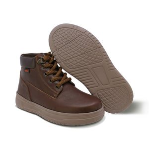 Botas de piel para niño color café con agujeta 443501