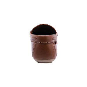 Mocasín de piel para niño color café claro con suela resistente 445300