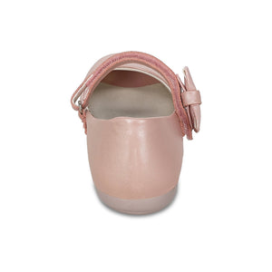Balerinas de piel para niña color rosa con tira de contacto y moñito 45103