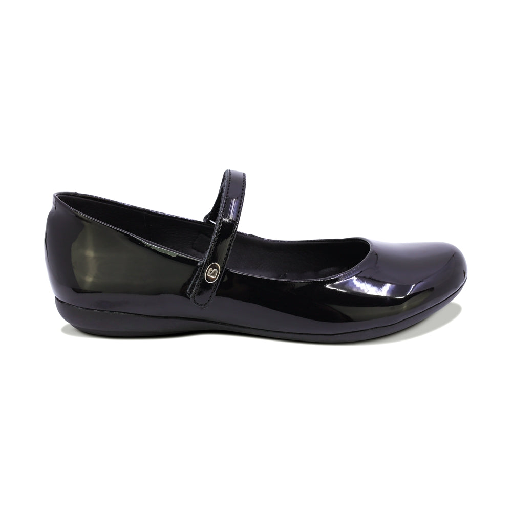 Balerinas de charol para niña color negro con tira de contacto 45105