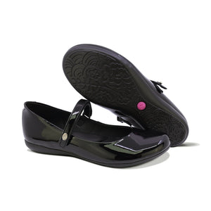 Balerinas de charol para niña color negro con tira de contacto 45105