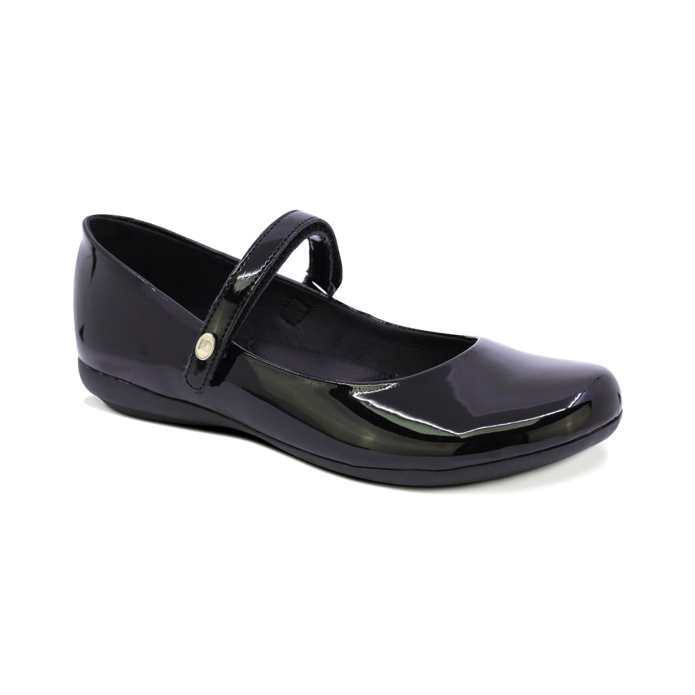 Balerinas de charol para niña color negro con tira de contacto 45105