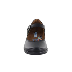 Zapato Escolar de piel para niña color negro con hebilla y dije lateral 54402