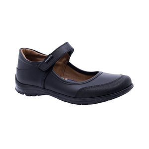 Zapato escolar shieldtech de piel para niña color negro y tira de contacto 54403