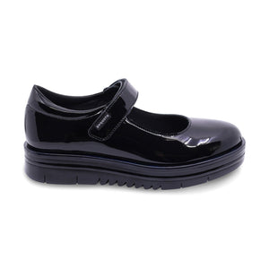 Zapato escolar de charol para niña color negro con tira de contacto 54906