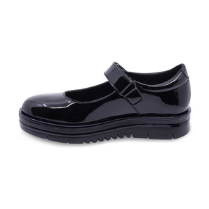 Zapato escolar de charol para niña color negro con tira de contacto 54906
