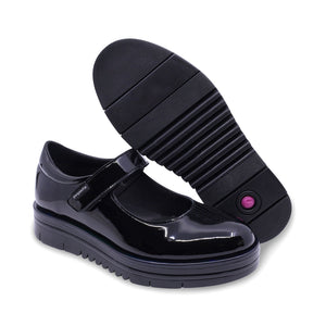 Zapato escolar de charol para niña color negro con tira de contacto 54906