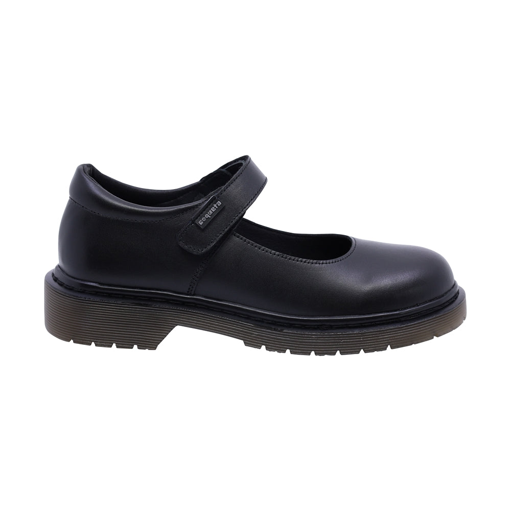 Zapato escolar de piel para niña color negro con suela robusta 59002