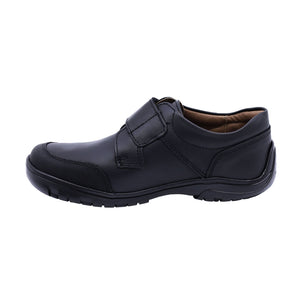Zapato escolar shieldtech de piel para niño color negro con tira de contacto 80606