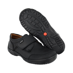 Zapato escolar shieldtech de piel para niño color negro con tira de contacto 80606