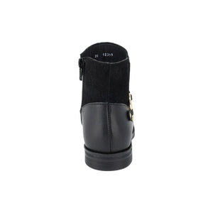 Botas de piel para niña color negro con herraje de corazón y cierre lateral 92319