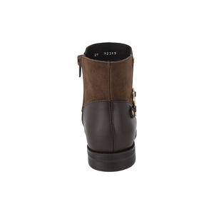 Botas de piel para niña color café con herraje de corazón y cierre lateral 92319