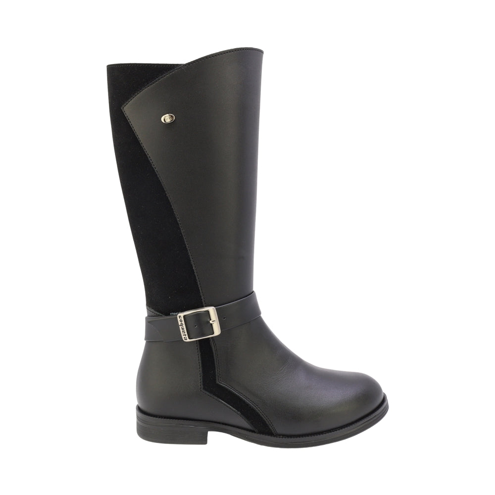 Botas para niña color negro con hebilla y cierre lateral 92920