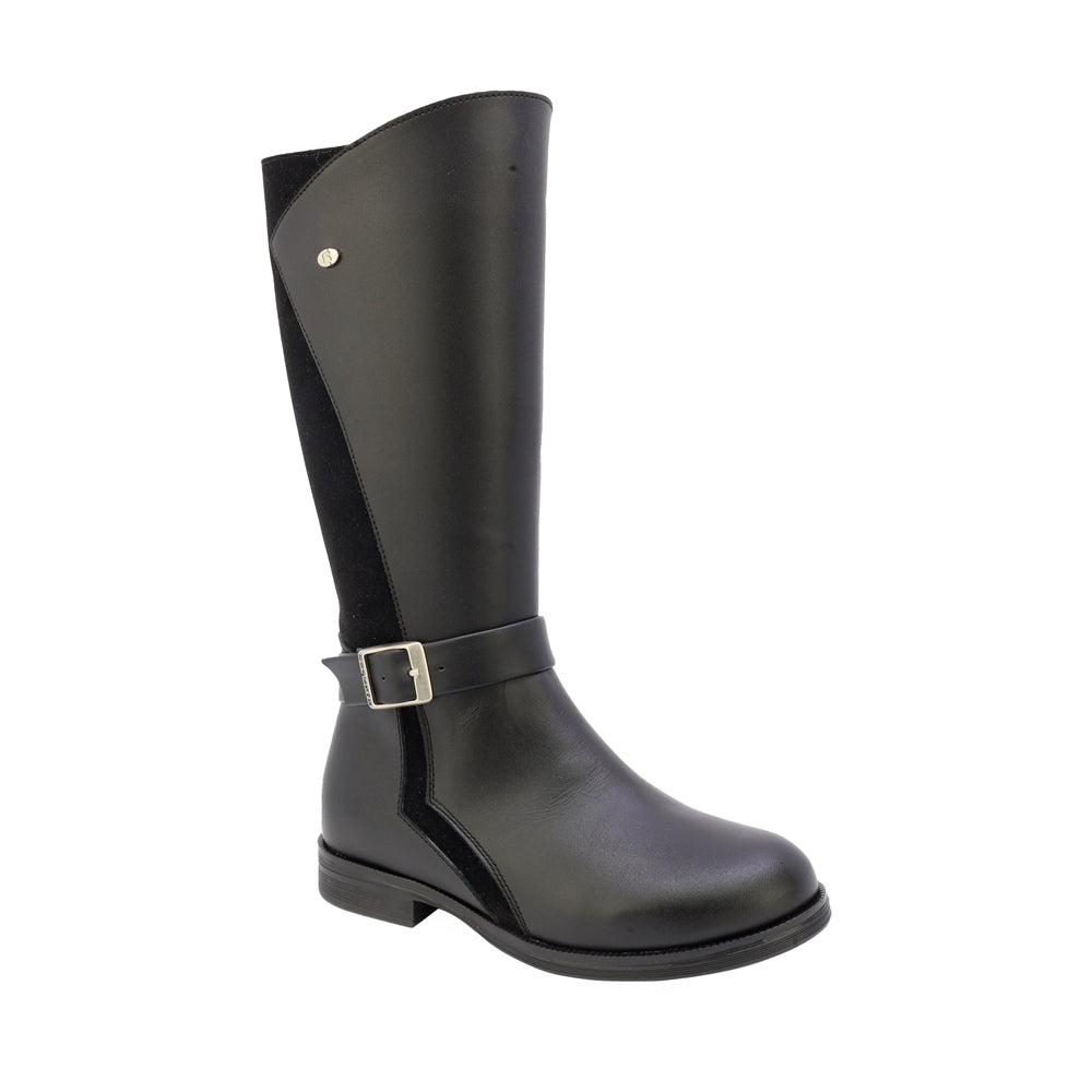 Botas para niña color negro con hebilla y cierre lateral 92920