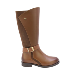 Botas para niña color café claro con hebilla y cierre lateral 92920