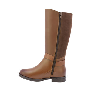 Botas para niña color café claro con hebilla y cierre lateral 92920