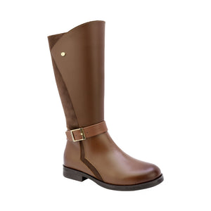 Botas para niña color café claro con hebilla y cierre lateral 92920
