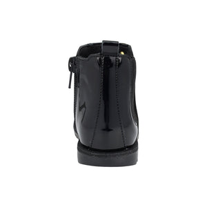 Botas de charol para niña preescolar color negro con elástico y estrellas lateral 94704