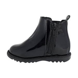 Botas de charol para niña preescolar color negro con elástico y estrellas lateral 94704