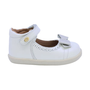 Zapatitos Mary Jane Softy de piel para bebé niña con arco soporte y moño Color Perla 954603