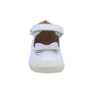 Zapatitos Mary Jane Softy de piel para bebé niña con arco soporte y moño Color Perla 954603