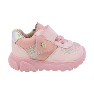 Tenis para bebé niña color rosa con agujeta elástica y tira de contacto 955702