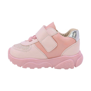 Tenis para bebé niña color rosa con agujeta elástica y tira de contacto 955702