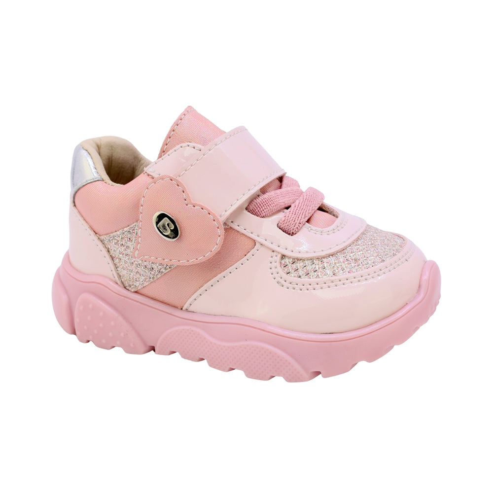 Tenis para bebé niña color rosa con agujeta elástica y tira de contacto 955702