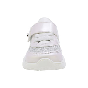 Tenis para bebé niña color perla con tira de contacto y corazón 955702