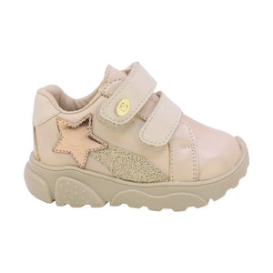 Tenis para bebé niña color oro con doble tira de contacto y estrella 955703