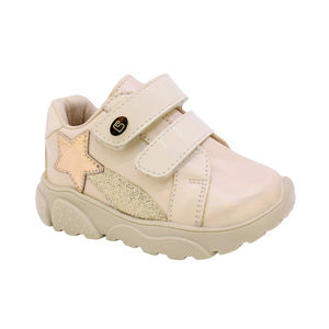 Tenis para bebé niña color oro con doble tira de contacto y estrella 955703