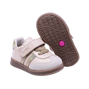 Tenis casual para bebé niña color Oro con franjas Doradas y agujeta elástica 955804