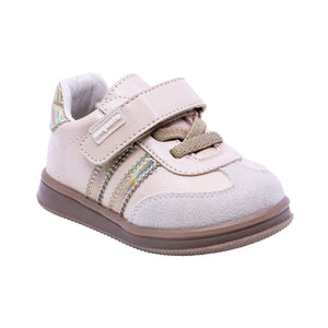 Tenis casual para bebé niña color Oro con franjas Doradas y agujeta elástica 955804