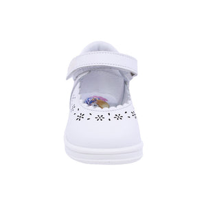 Zapatitos Mary Jane Softy de piel para bebé niña Color Blanco con calado floral 955805