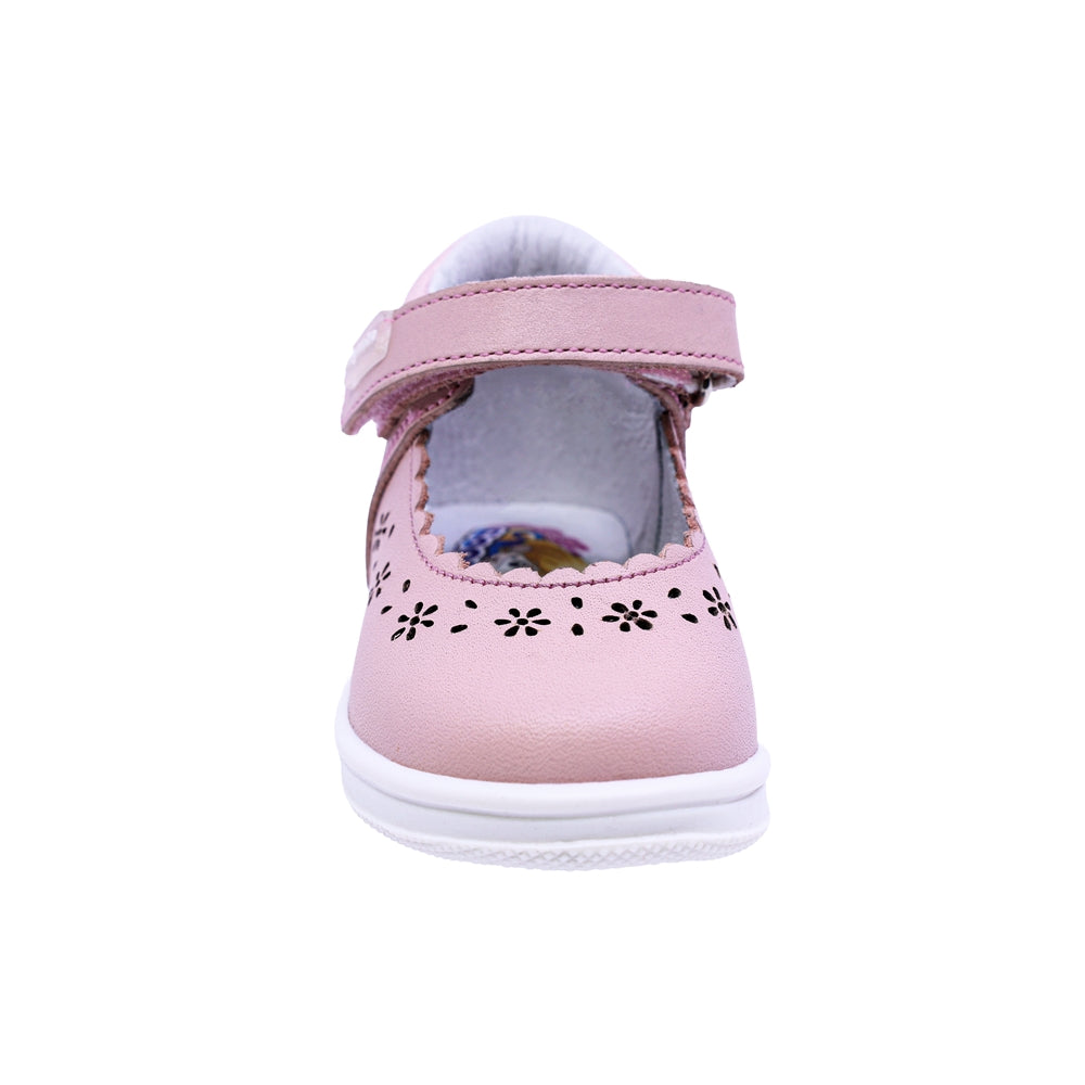 Zapatitos Mary Jane Softy De Piel Para Bebé Niña Color Rosa Con Calado Floral 955805